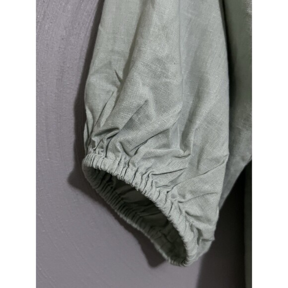 A New Day (Target) M Sage Green Blouse Top Linen Blend Oversized Comfort Tie - Picture 6 of 12